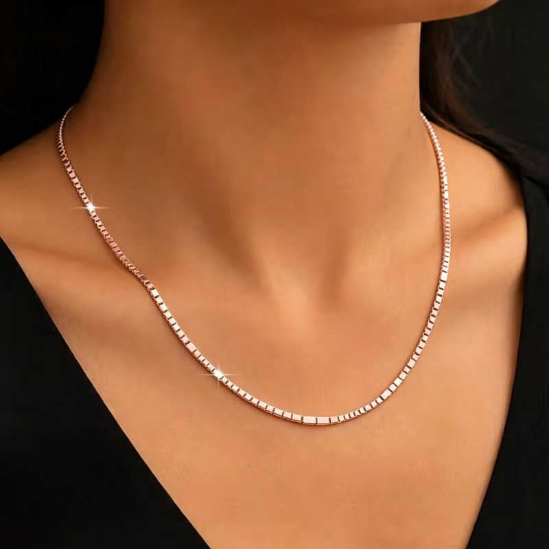 Rose Golden Thin Box Chain, Stainless Steel